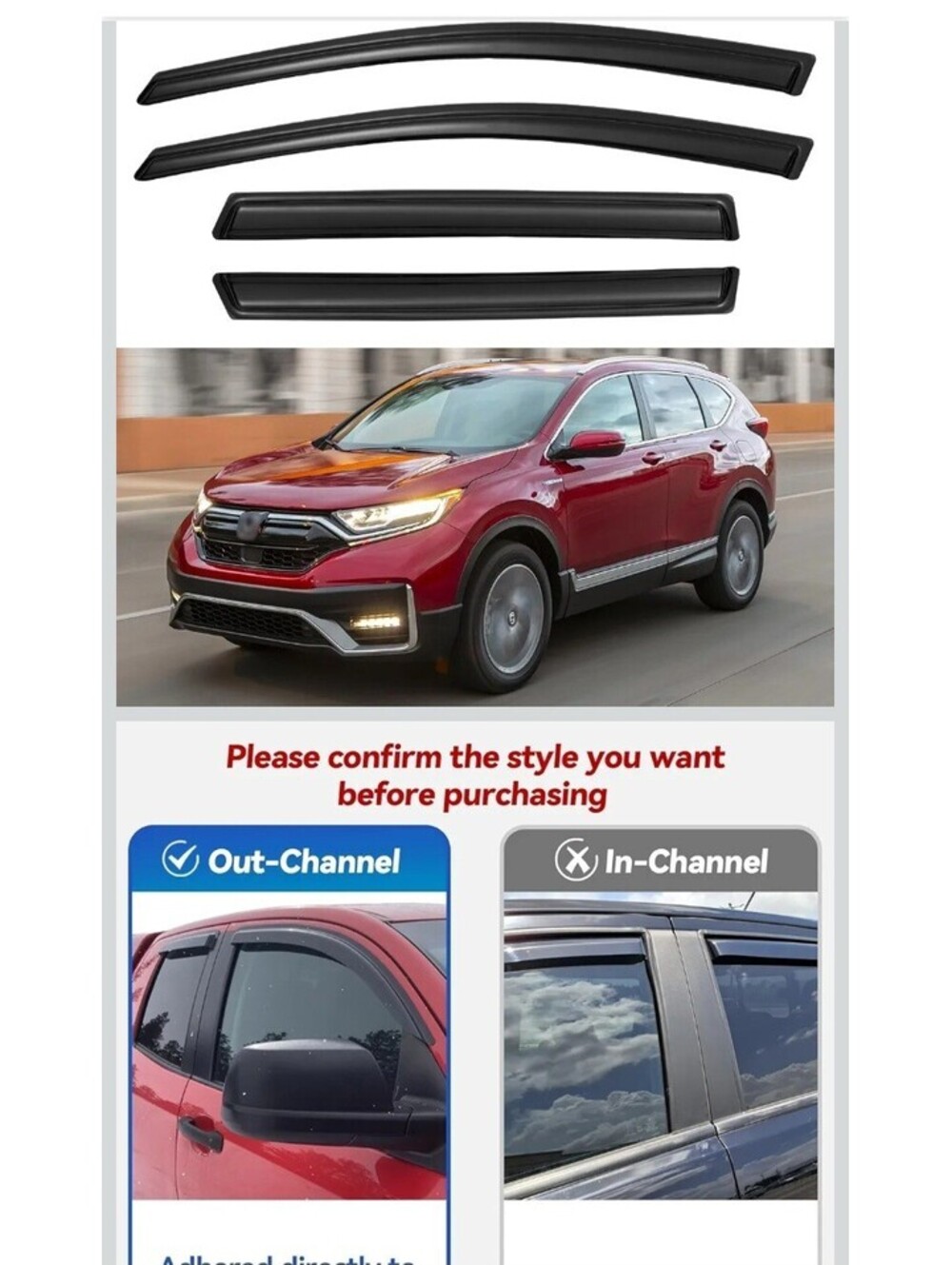 Honda CR-V 2017-2022 Window Visors Rain Guards 4PC Out-Channel Wind Deflectors